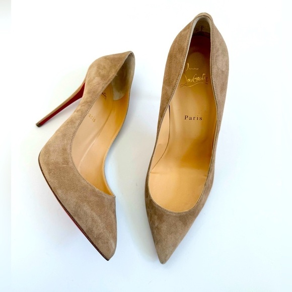 Christian Louboutin Nude/ Tan/ Beige Suede leather So Kate 120mm pumps EU 42 - Picture 1 of 9